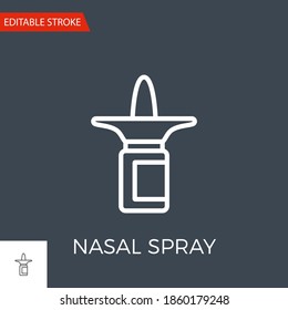 Nasenspray, dünne Linie, Vektorsymbol. Flaches Symbol einzeln auf schwarzem Hintergrund. Bearbeitbare EPS-Datei Stroke. Vektorgrafik.
