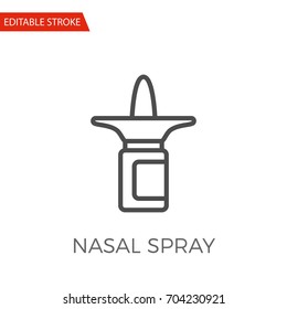 Nasal Spray Thin Line Vector Icon. Flat Icon Isolated on the White Background. Editable Stroke EPS file. Vector illustration.