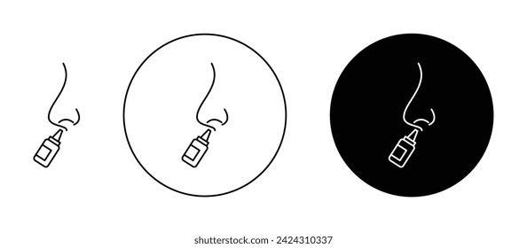 Nasal Spray Vector Illustration Set. Medical rhinitis relief sign in suitable for apps and websites UI design.