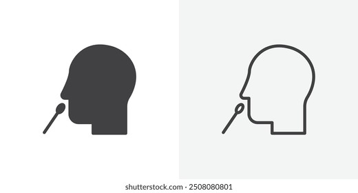 Nasal swab icon in solid and outlined style