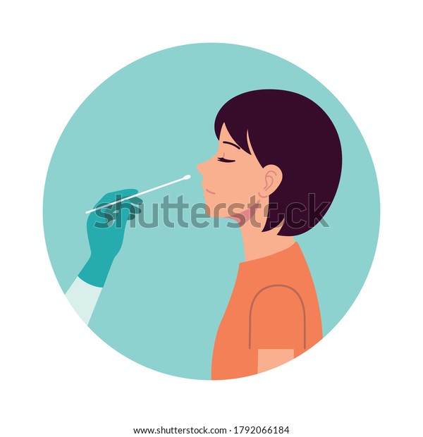 Nasal swab laboratory test,Study of patients stock\
illustration, Medical Test, Nose, Scientific Experiment, Cotton\
Swab, Virus.