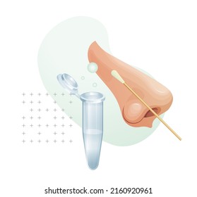 Nasal Swab - RT- PCR Testing  - Stock Illustration as EPS 10 File