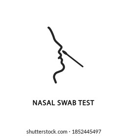 Nasal swab test flat line icon. Vector illustration medical test for coronavirus