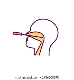 Nasal swab test RGB color icon. Upper respiratory tract infections. Polymerase chain reaction test. Nasopharyngeal swab. Covid-19 testing. Checking virus and bacteria. Isolated vector illustration