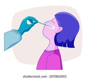 Nasal swab test vector illustration in color version