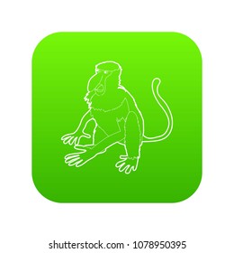 Nasalis monkey icon green vector isolated on white background