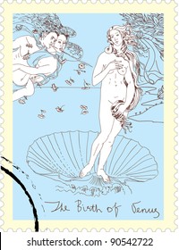 Nascita di Venere. The birth of Venus (Botticelli) - postage stamp