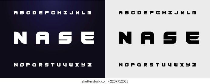 NASE Sports minimal tech font letter set. Luxury vector typeface for company. Modern gaming fonts logo design.