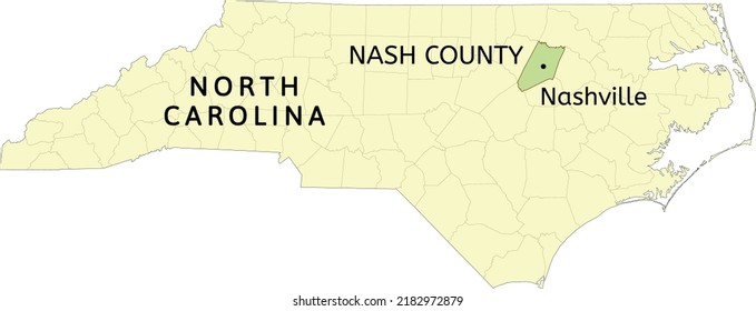 Nash County and town of Nashville location on North Carolina state map