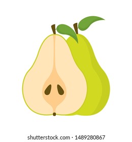 Nashi pear, fruit icon, logo isolated on white background. Flat design style. vector illustration.