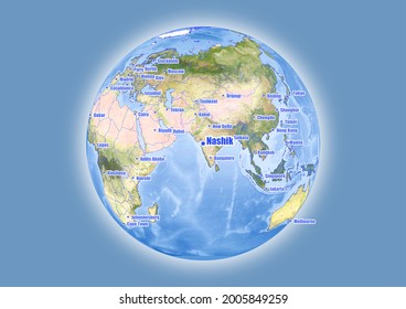Nashik-India wird auf der Vektorweltkarte angezeigt. Die Karte zeigt Nashik-Indien's Lage in der Welt.