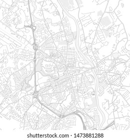 Nashua, New Hampshire, USA, bright outlined vector map with bigger and minor roads and steets created for infographic backgrounds.