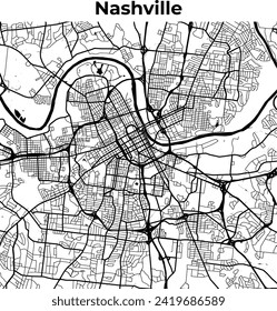 Nashville City Map, Cartography Map, Street Layout Map