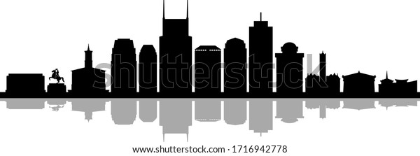 Nashville City Skyline Silhouette Cityscape Vector Stock Vector