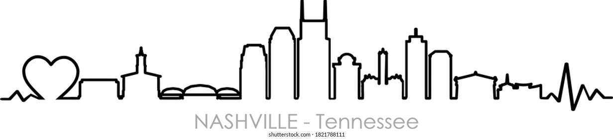 NASHVILLE City Tennessee Skyline Silhouette Cityscape Vector