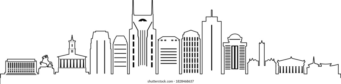 Nashville City Tennessee Skyline Silhouette Cityscape Stock Vector ...