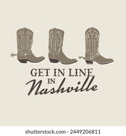 Nashville Cowboy Boots Graphic Vector