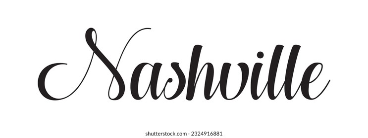 Nashville - custom calligraphy text on white background.