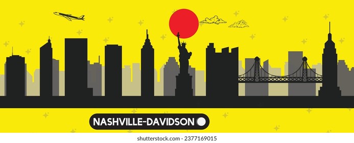 Nashville Davidson ,USA (America) beautiful vector illustration , city skyline