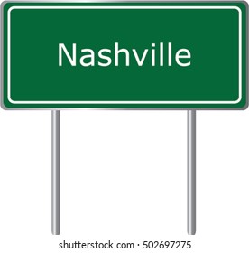 Nashville , Illinois , road sign green vector illustration, road table, USA city