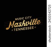 Nashville music city lettering design template. Nashville typography design. Vector and illustration.