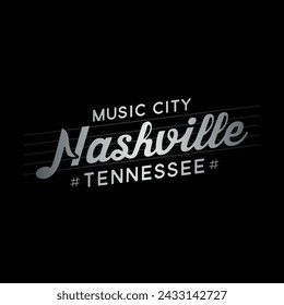 Plantilla de diseño de letras de la ciudad de música de Nashville. Diseño de tipografía de Nashville. Vector e ilustración.