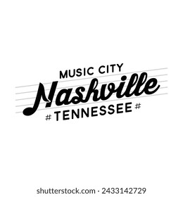 Plantilla de diseño de letras de la ciudad de música de Nashville. Diseño de tipografía de Nashville. Vector e ilustración.