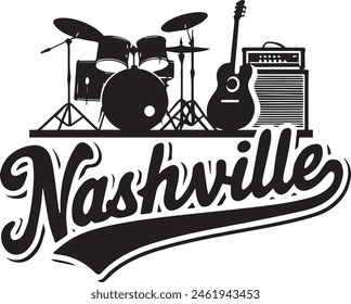 Nashville Music Silhouette Ilustración gráfica