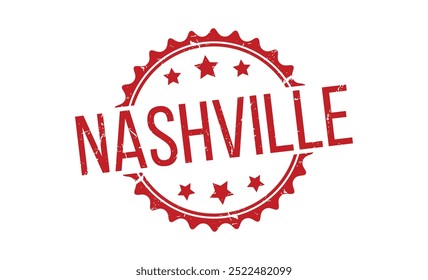 Sello de goma rojo de Nashville sobre fondo blanco. Sello de Nashville. Sello de Nashville.