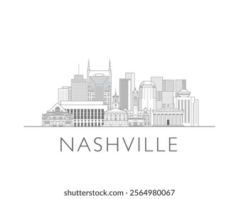 Nashville skyline cityscape vector illustration