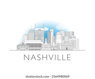 Nashville skyline cityscape vector illustration