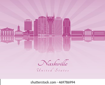 Nashville skyline in purple radiant orchid in editable vector file