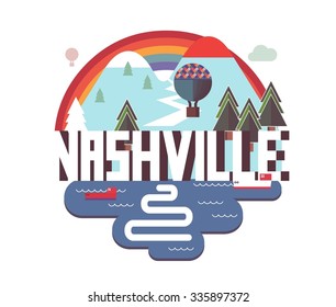 Nashville, Tennessee, gran destino para visitar, dibujos vectoriales