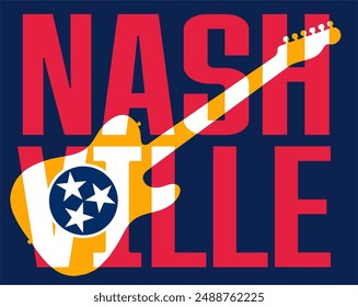 nashville tennessee with guitar silhouette