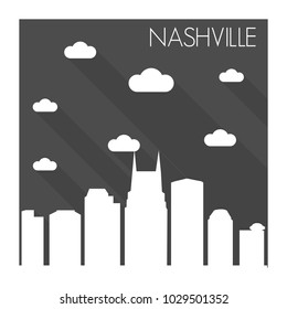 Nashville Tennessee Skyline City Flat Silhouette Design Background