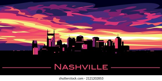 Nashville Tennessee skyline vector illustration