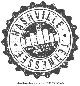 Nashville Tennessee Travel Stamp Icon City Design Tourism Export Seal