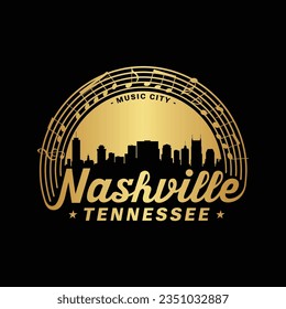 Nashville, Tennessee, USA. Logo design template. Vector and illustration.