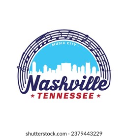 Nashville, Tennessee, USA. Logo design template. Vector and illustration.