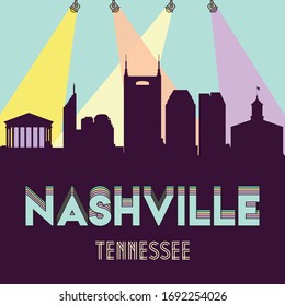 Nashville Tennessee USA skyline silhouette flat design vector illustration