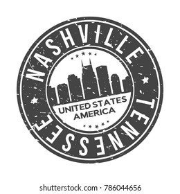 Nashville Tennessee USA Stamp Logo Icon Symbol Design Skyline City.