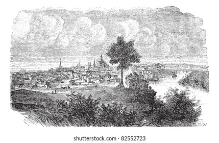 Nashville In Tennessee, USA, Vintage Engraved Illustration. Trousset Encyclopedia (1886 - 1891).