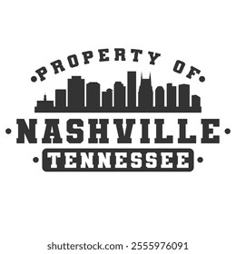 Nashville, TN, USA City Varsity Skyline. A Logotype Sports College and University Style. Illustration Design Vector Emblem.