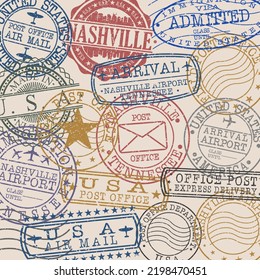 Nashville, TN, USA Set of Stamps. Travel Stamp. Made In Product. Design Seals Old Style Insignia.