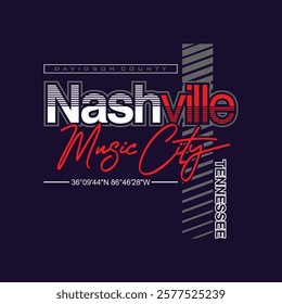 Nashville TN,Vintage typography design in vector illustration.Clothing,t shirt,apparel and other uses.Abstract design with the grunge and denim style. Vector print, typography, poster.