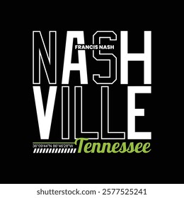 Nashville TN,Vintage typography design in vector illustration.Clothing,t shirt,apparel and other uses.Abstract design with the grunge and denim style. Vector print, typography, poster.