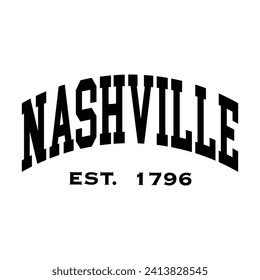 Nashville typography design for tshirt hoodie baseball cap jacket and other uses vector