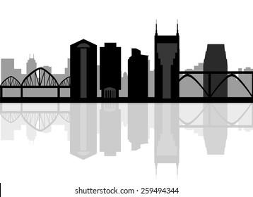 Nashville USA city skyline silhouette vector illustration