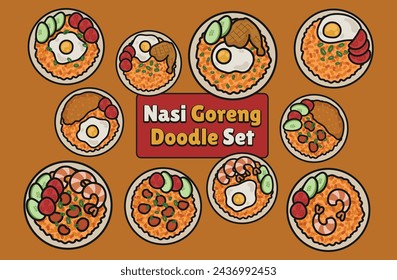 Conjunto de vectores de garabatos de Nasi Goreng