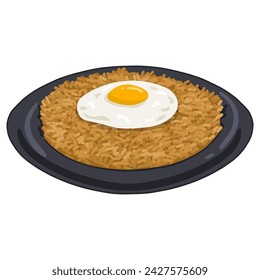 Nasi Goreng Fried Rice Illustration Vector Art Flat Design